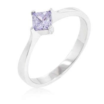 Engagement Classic Petite Lavender Solitaire Silver Ring