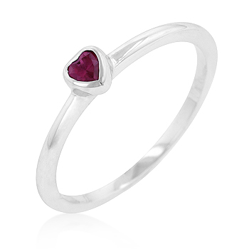 Ruby Red Heart Solitaire Promise Ring