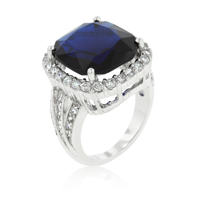 21 CARAT Deep Blue Sapphire cz Engagement Ring