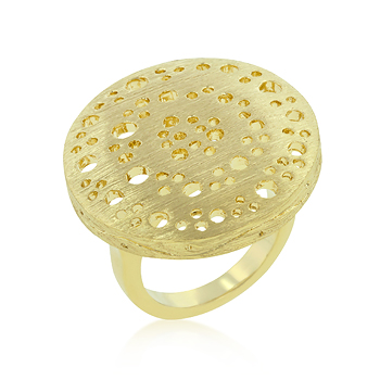 Contemporary Textured Golden Saucer Ring