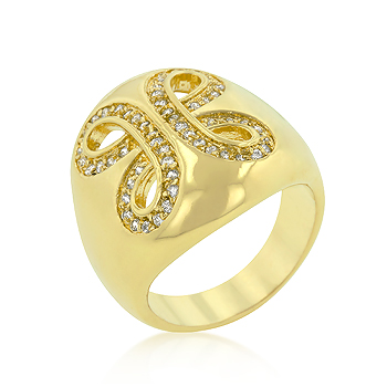 Golden Ribbon Cocktail Ring - A Gift with Passion