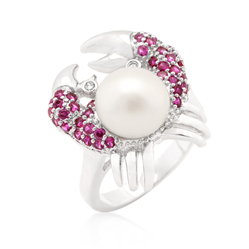 Fashion Pearl Crab CZ Ring - Fine Jewelry