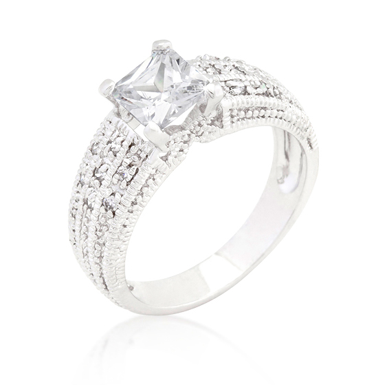 1.4 CARAT Vintage Millgrain Princess Cut Engagement Ring