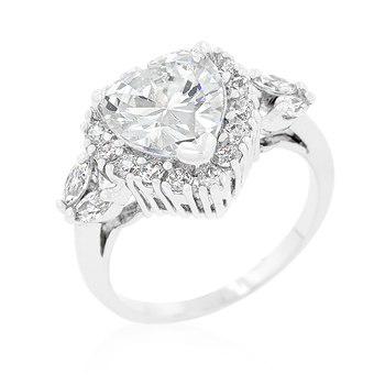 3.15 CT Heart CZ Victoria Halo Engagement Ring