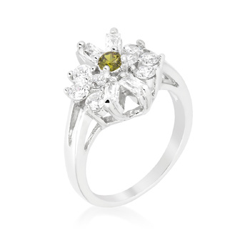Classic Olive Cubic Zirconia Cluster Ring 2.91 CT