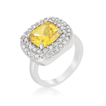 Micropave Yellow Bridal Cocktail Ring 4.1 CT
