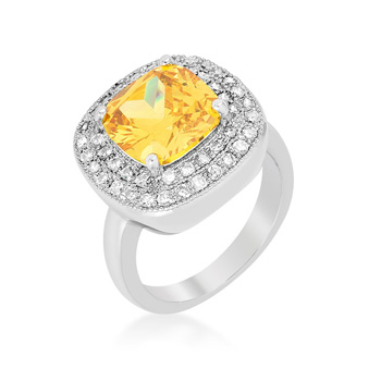 Classic Yellow Bridal Cocktail Ring 4.1 CT