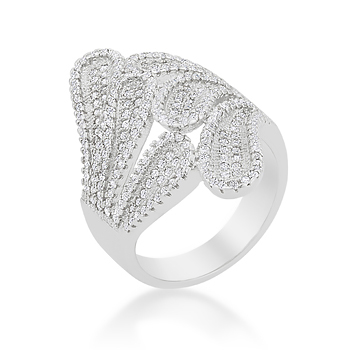 Cocktail Micro-Pave Feather Ring 1.59 CT