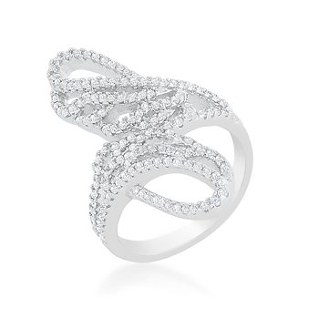 Cocktail Micro-Pave Angel Wings Ring .76 CT