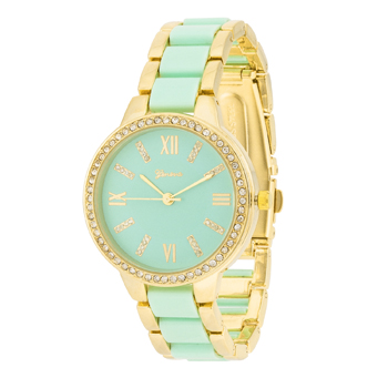 Mint Gold Crystal Watch