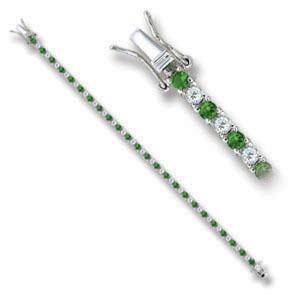 Silver Tone Fashion Bracelet Emerald Cubic Zirconia