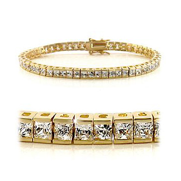 Elegant 14K Yellow Gold Plated Fashion Bracelet Clear CZ