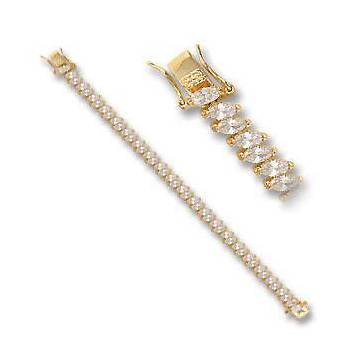 14K Yellow Gold Plated Fashion Bracelet Clear Cubic Zirconia