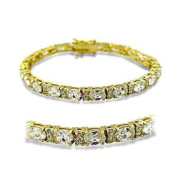 14K Yellow Gold Plated Fashion Bracelet Clear Cubic Zirconia