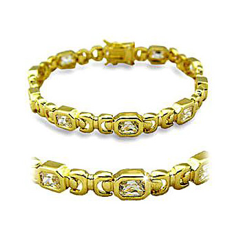 Classic 14K Yellow Gold Plated Fashion Bracelet Clear CZ
