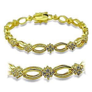14K Yellow Gold Plated Fashion Bracelet Clear CZ