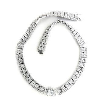 Silver Tone Fashion Necklace Clear Cubic Zirconia