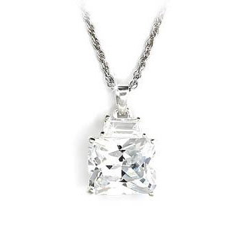 Stylish Sterling Silver .925 Necklace Clear Cubic Zirconia