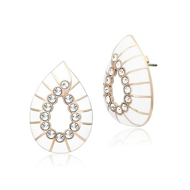 14K Rose Gold Plated Fashion Earrings Clear Crystal