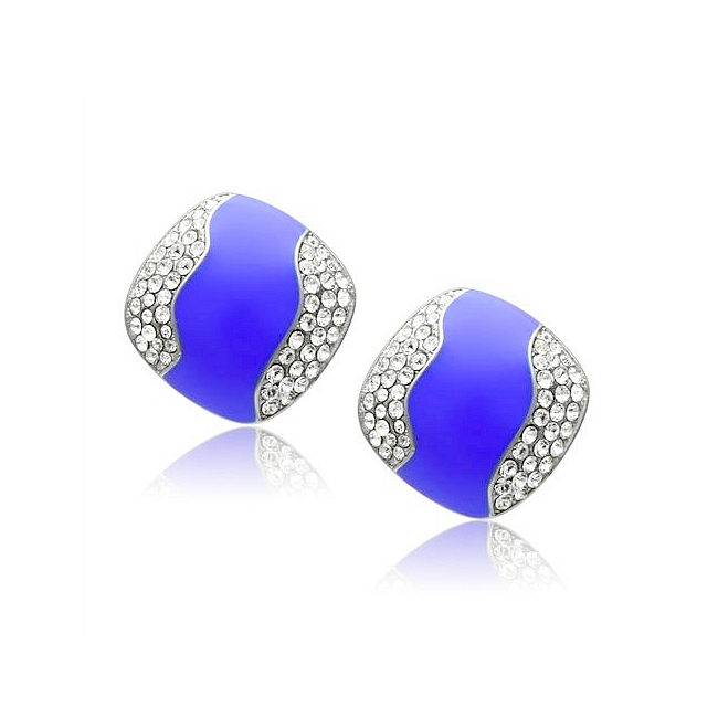Silver Tone Fashion Earrings Clear Crystal