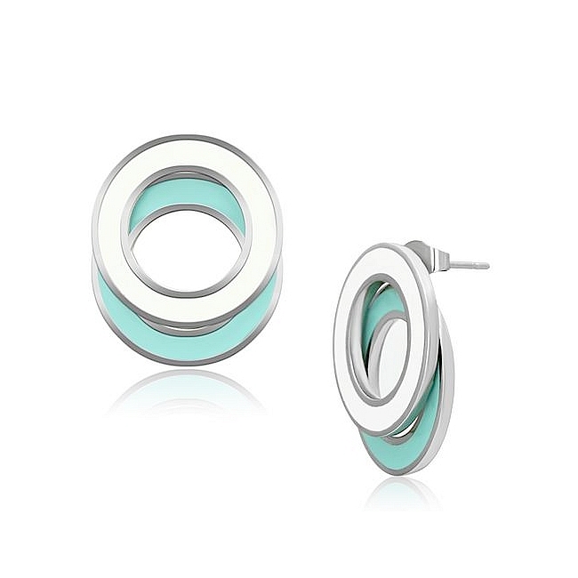 Silver Tone Fashion Earrings Multi Color Epoxy