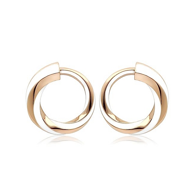 14K Rose Gold Plated Fashion Earrings White Epoxy