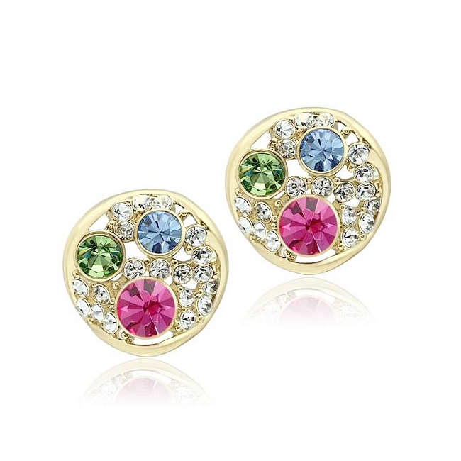 14K Gold Plated Fashion Earrings Multi Color Crystal