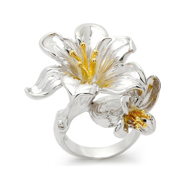 Two Tone Flower Fashion Ring
