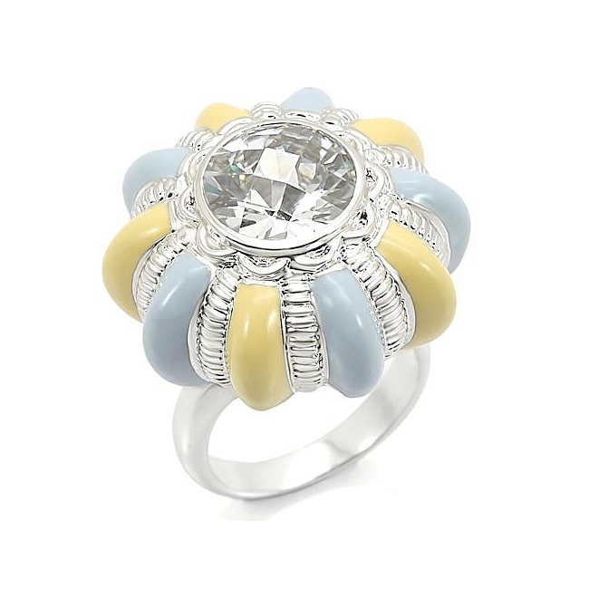 Silver Tone Fashion Ring Clear Cubic Zirconia