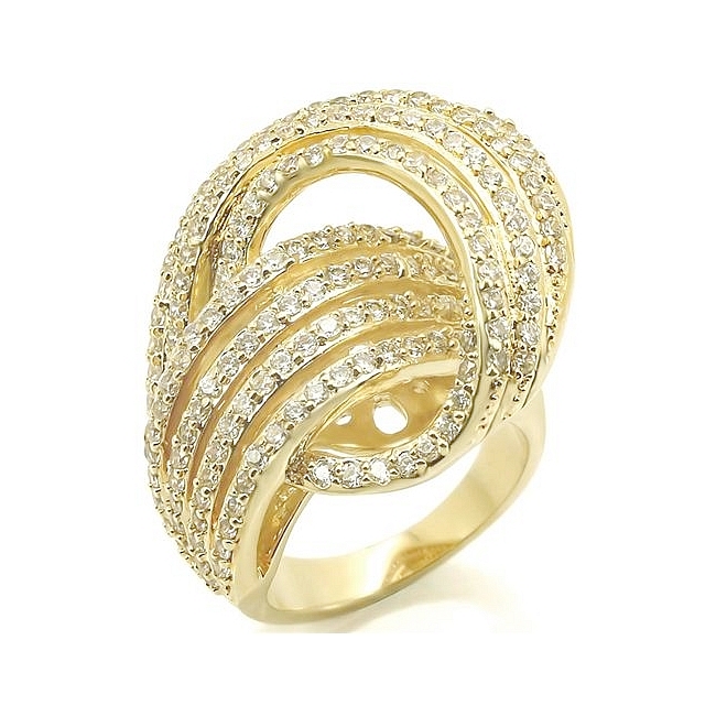 Petite 14K Yellow Gold Plated Pave Fashion Ring Clear CZ
