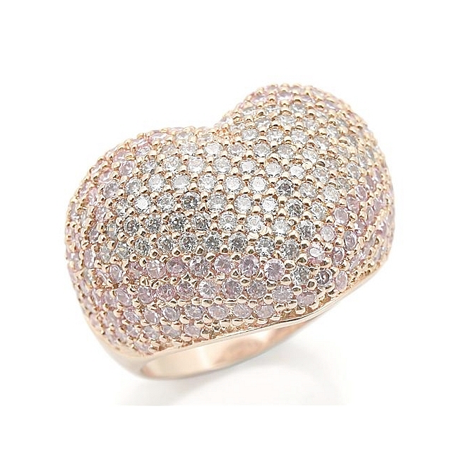 Rose Gold Plated Pave Fashion Ring Rose CZ