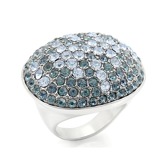 Rhodium & Ruthenium Pave Fashion Ring Light Sapphire Crystal