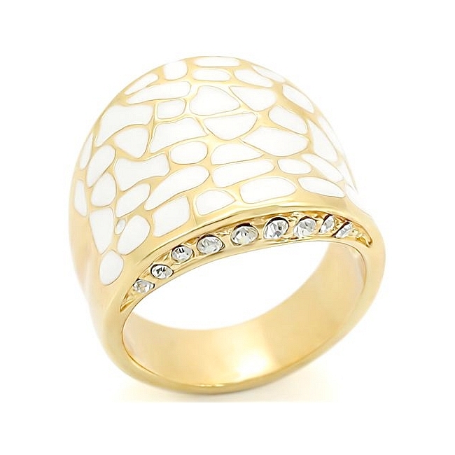 14K Yellow Gold Plated Band Fashion Ring Clear Crystal