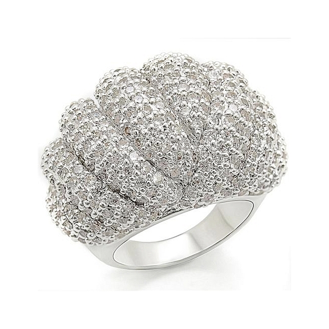 Silver Tone Pave Fashion Ring Clear Cubic Zirconia