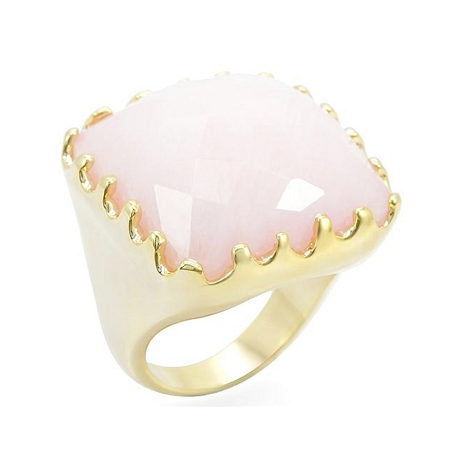 Extraordinary 14K Yellow Gold Plated Fashion Ring Rose Synthetic Stones