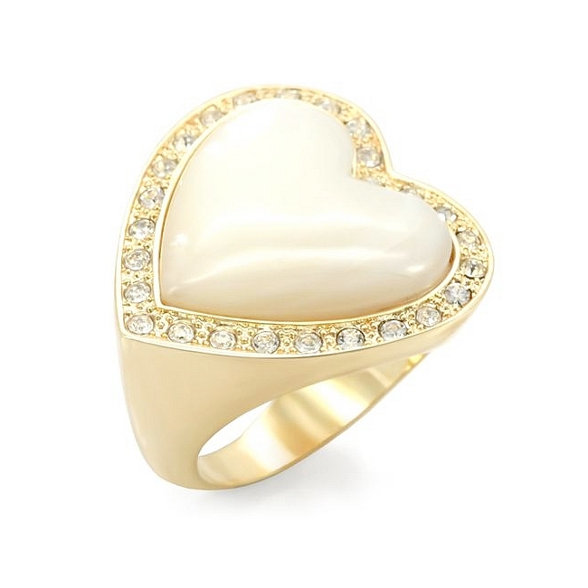 14K Yellow Gold Plated Fashion Ring White Synthetic Stones