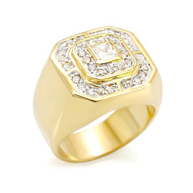 Two Tone Fashion Ring Clear Cubic Zirconia