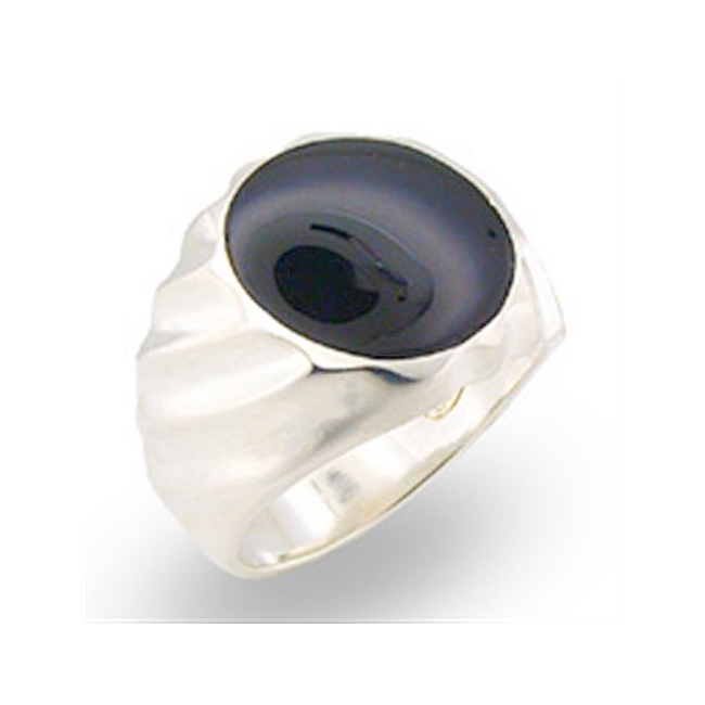 Sterling Silver .925 Mens Ring Black Synthetic Onyx