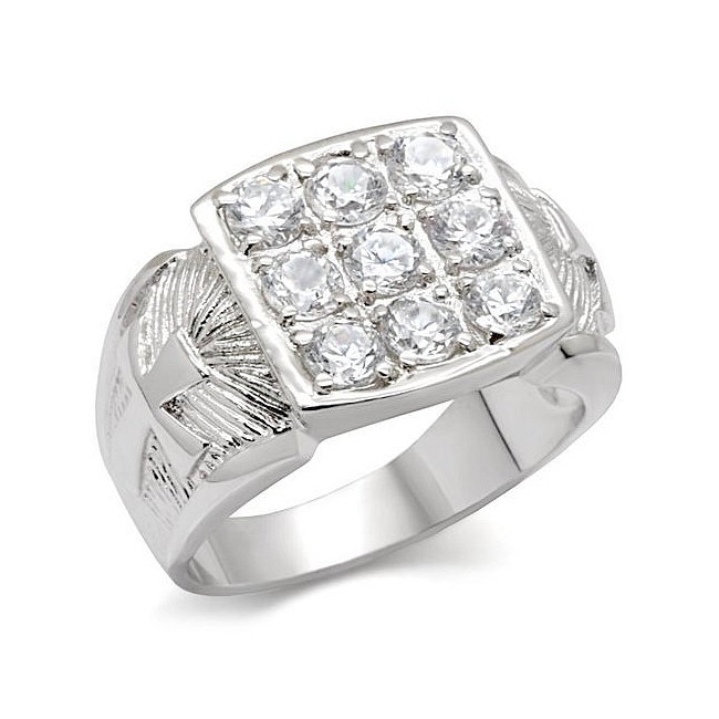 Stylish Silver Tone Fashion Ring Clear CZ