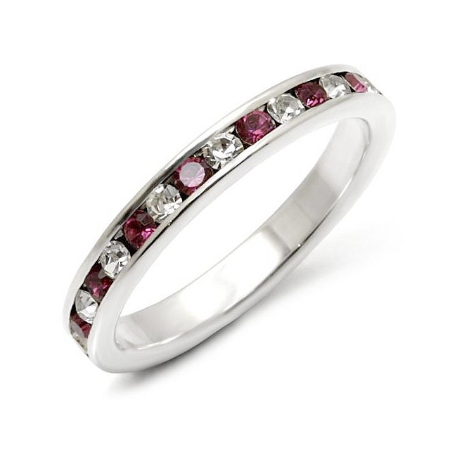 Sterling Silver .925 Eternity Wedding Ring Amethyst Crystal