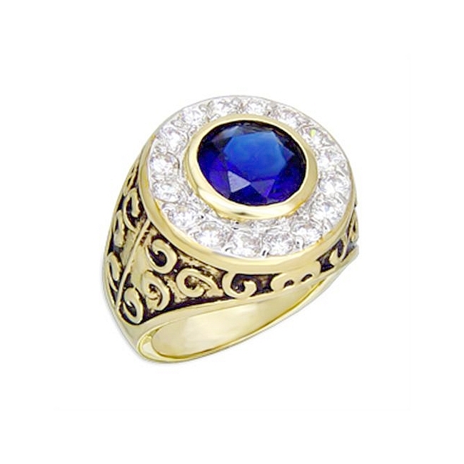 Two Tone Fashion Ring Sapphire CZ