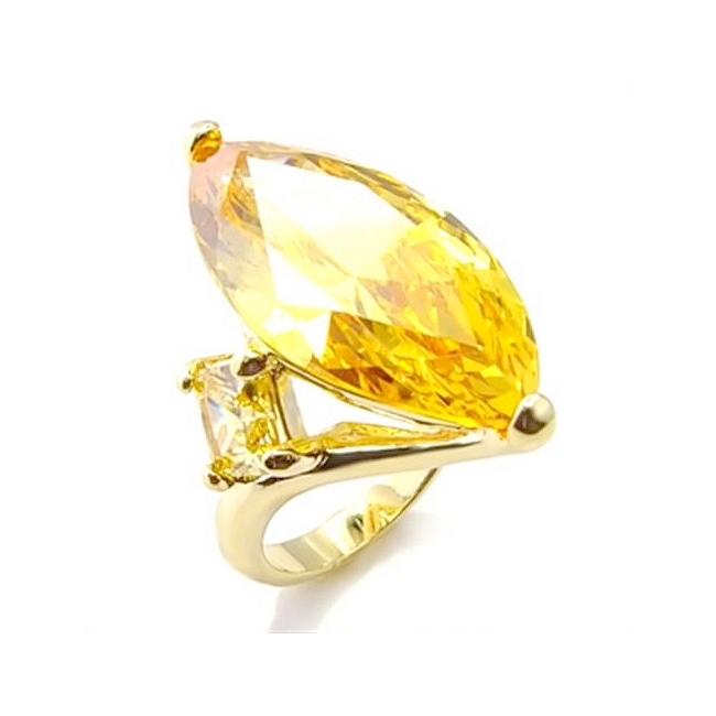 14K Yellow Gold Plated Fashion Ring Topaz CZ