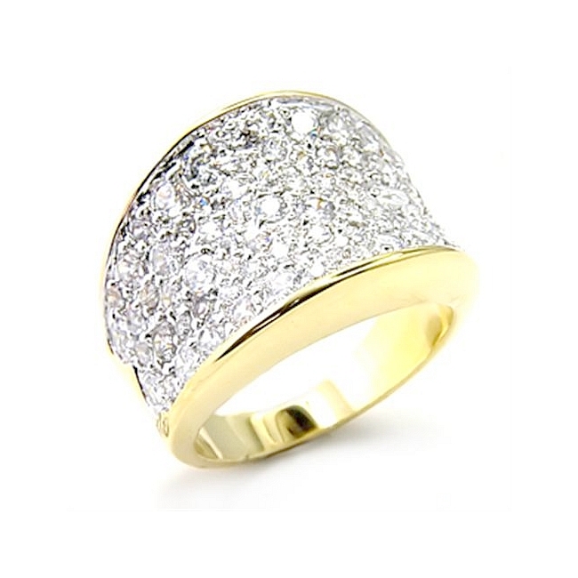 Two Tone Pave Fashion Ring Clear CZ