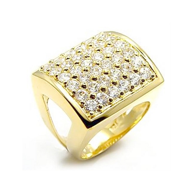 14K Yellow Gold Plated Pave Fashion Ring Clear CZ