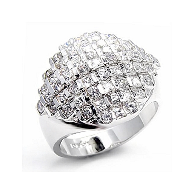 Classic Silver Tone Pave Fashion Ring Clear CZ