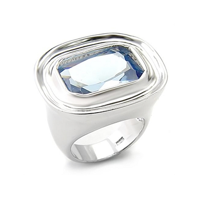 Sterling Silver .925 Ring Aqua CZ