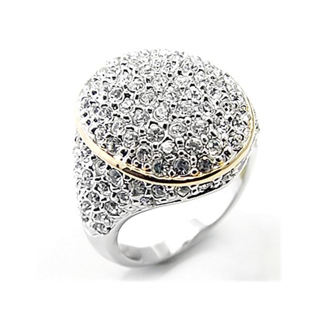 Two Tone Pave Fashion Ring Clear Crystal