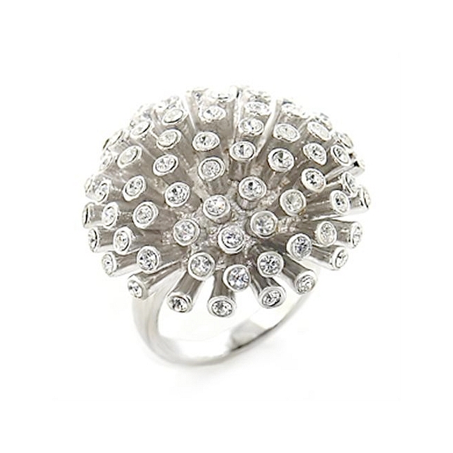 Classy Silver Tone Fashion Ring Clear Crystal