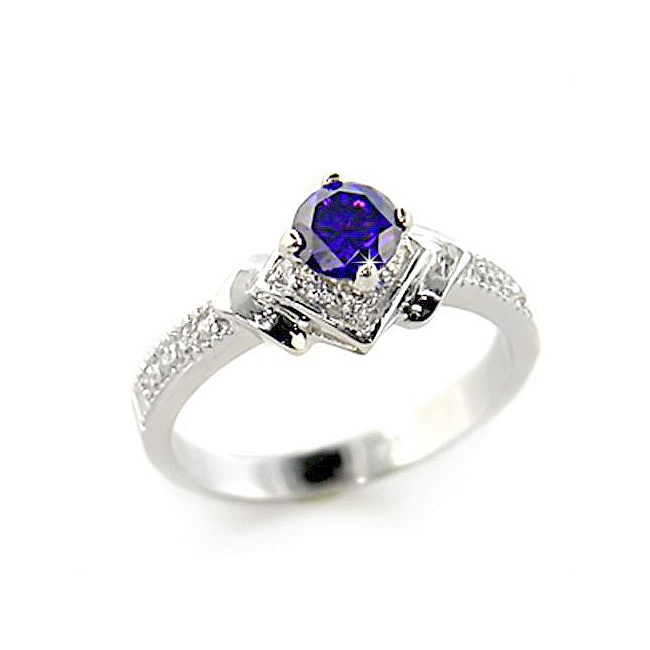 Sterling Silver .925 Vintage Engagement Ring Tanzanite CZ