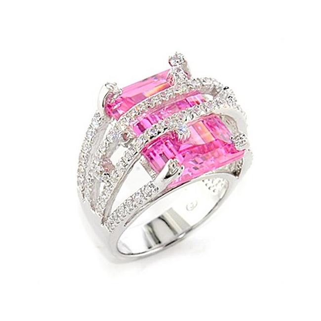 Sterling Silver .925 Ring Rose CZ